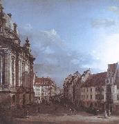 BELLOTTO, Bernardo Dresden, the Frauenkirche and the Rampische Gasse oil painting on canvas